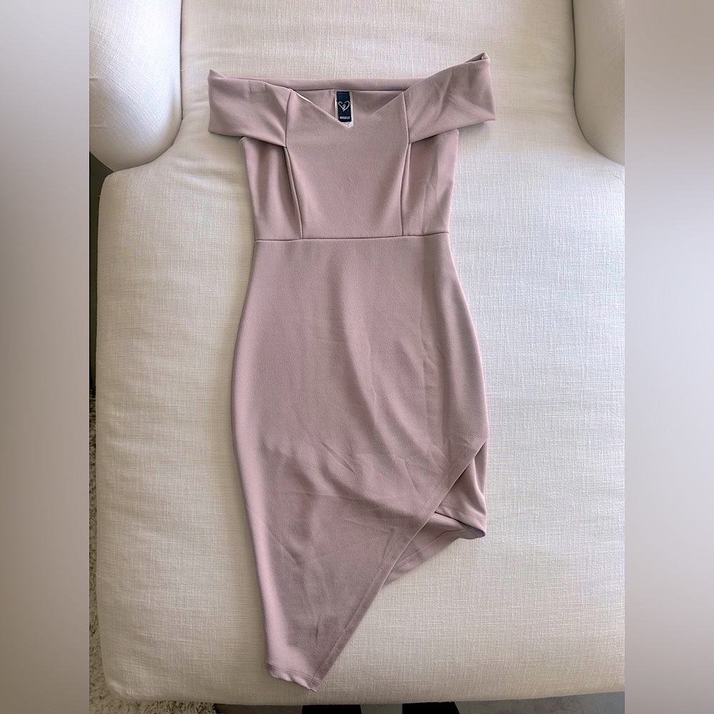 High low off the shoulder mini dress - size XS - Mauve